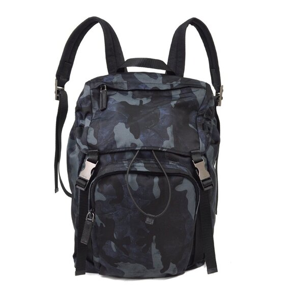 Prada Black Nylon Camouflage Backpack V135 7/A NQ00832 - Picture 1 of 10